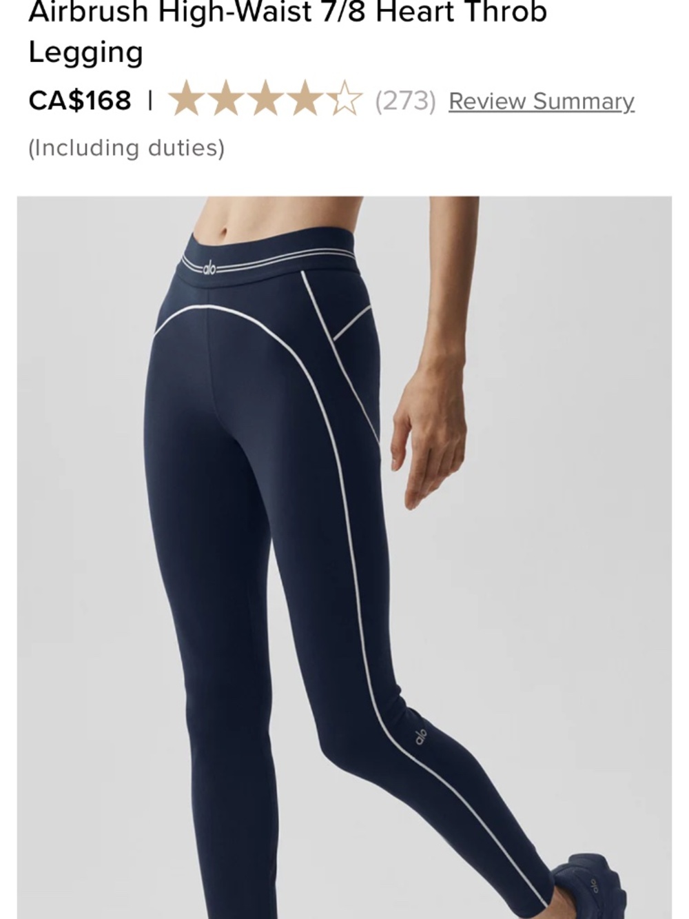 ALO Yoga Heart Throb 7/8 Medium Black Legging